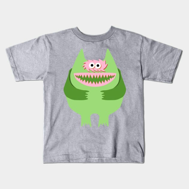 Green Nauga Stuffed Animal Cute Monster Throwback design Kids T-Shirt by Vector Deluxe